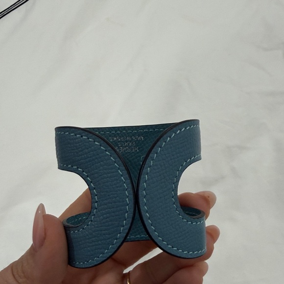 Hermes Teal Leather Cuff Bracelet - Picture 2 of 3